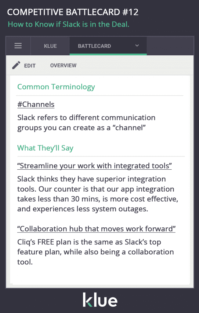 Competitive Battlecard Template- Spot a Competitor - Slack Sales Battlecard Example Competitive Battlecard Template- Spot a Competitor - Slack Sales Battlecard Example