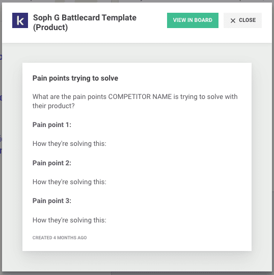 sales battlecard example - approach to market