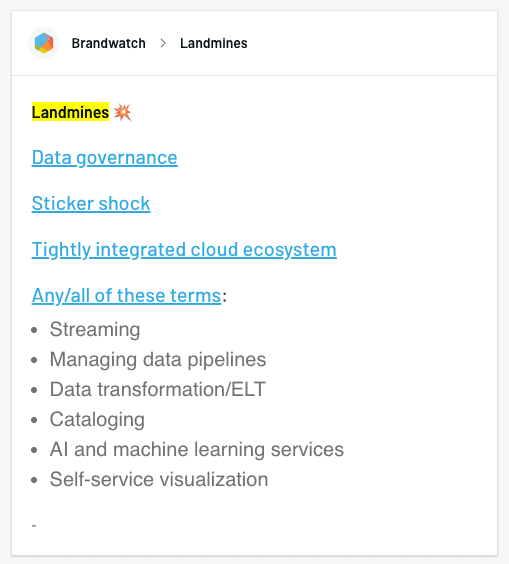 sales battlecard landmines