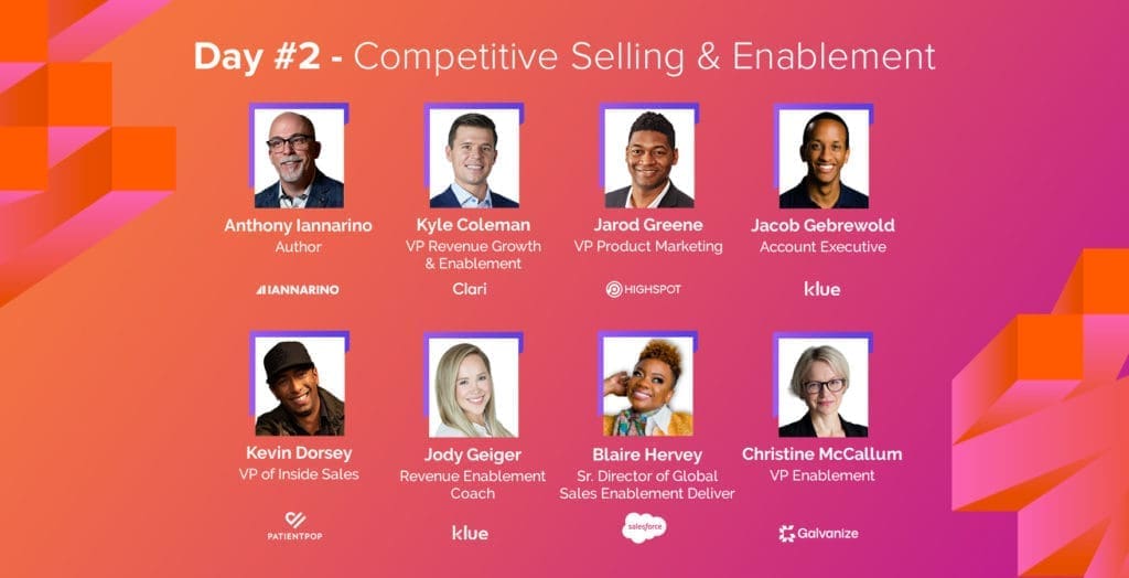 The speakers for Klue's Competitive Enablement Summit 2021 day two