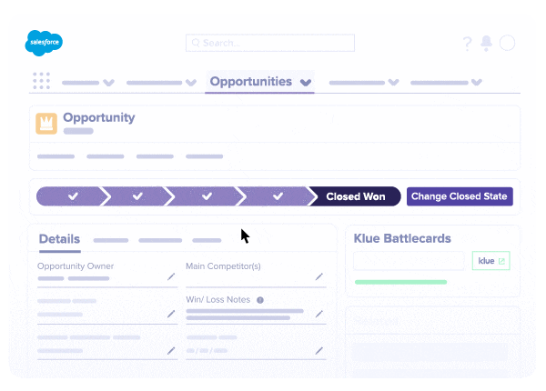 Klue battlecard integration in Salesforce