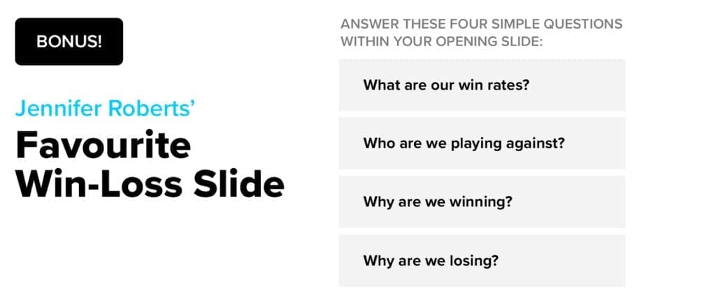ServiceTitan's Jennifer Roberts shares her favourite slide for presenting a win-loss analysis to her executive team 