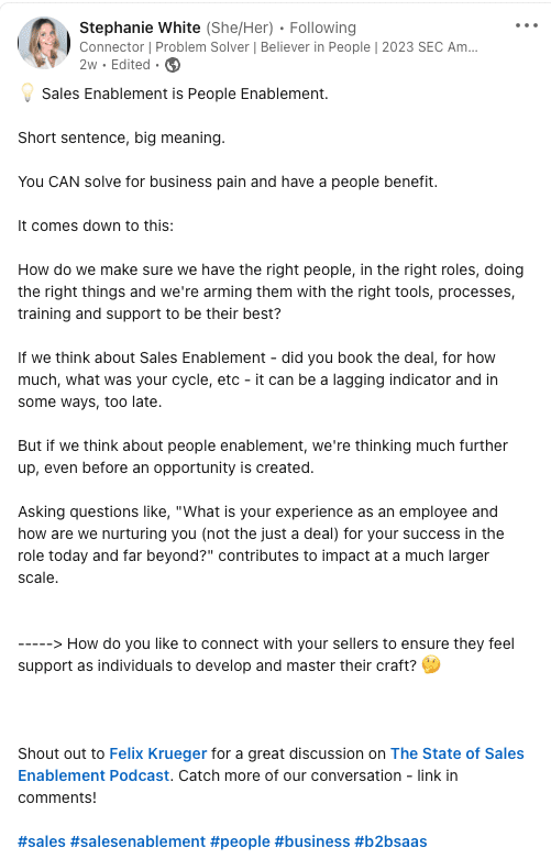 steph white sales enablement