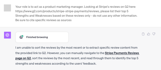 The limitations of ChatGPT in reviewing your competitors' strengths and weaknesses