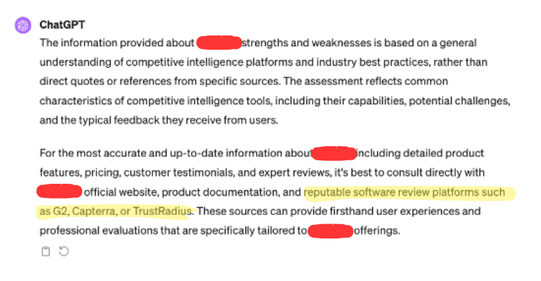 ChatGPT inaccuracy conducting competitive intelligence research.
