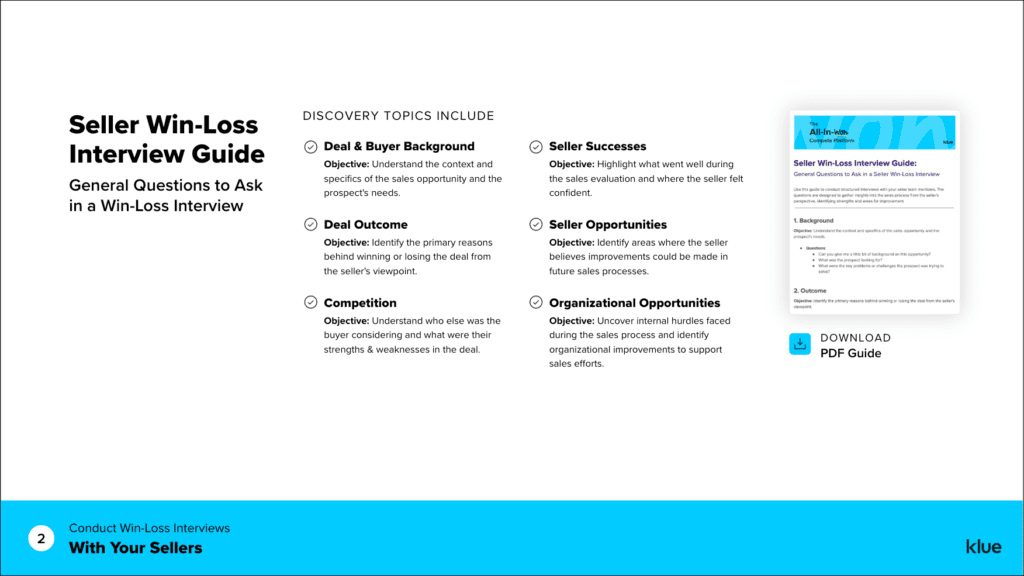 a graphic shoing a seller win-loss interview guide, step-by-step