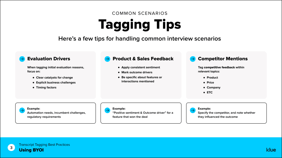 Win-loss interview tagging tips