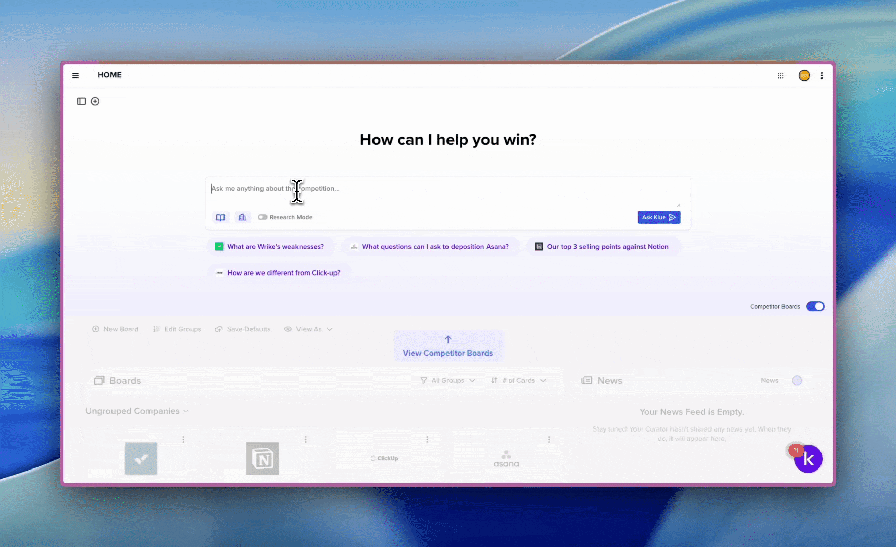 How Ask Klue provides win-loss trends through AI automated win-loss analysis