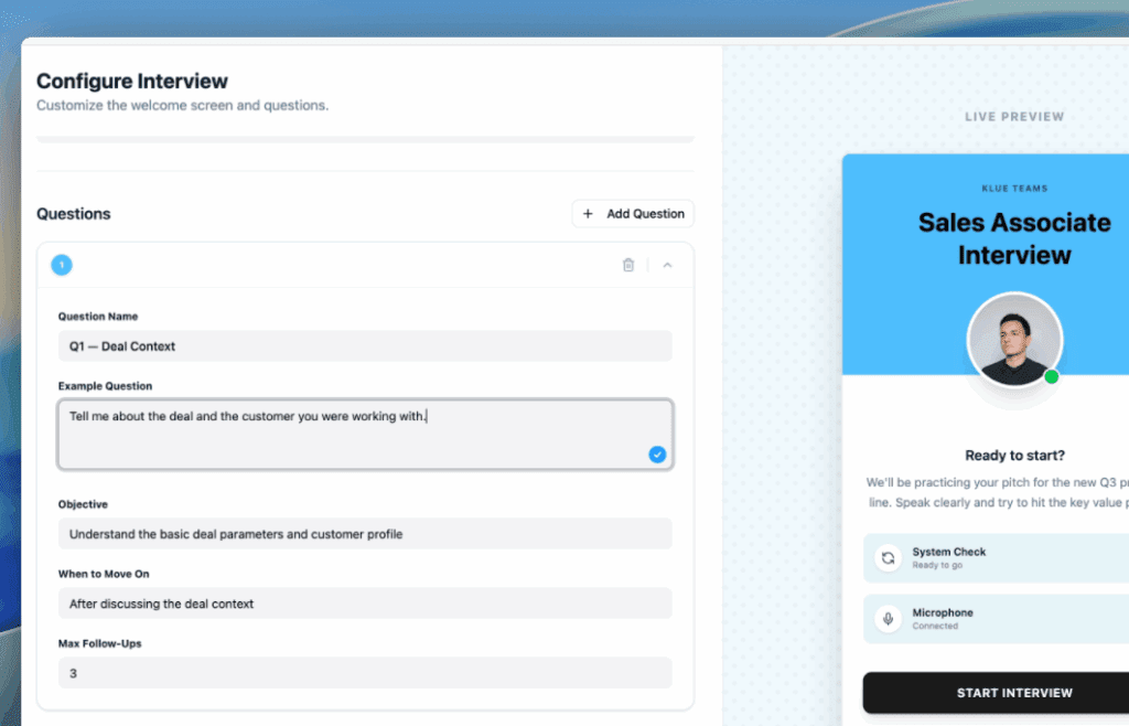 Set up AI Interviews for win-loss with Klue